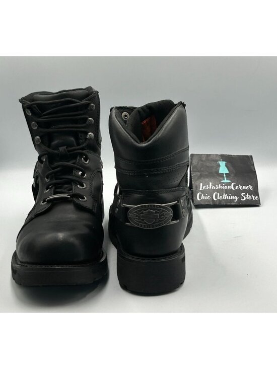 Harley-Davidson Mens Black Leather Lace-Up Logo Accent Riding Boots Sz 13M 3357 main image 7